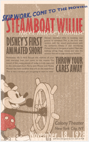 Illustrator photoshop posters Broadsides disney mickey mouse tinkerbell Castle snow white type