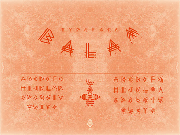 Balam Tikal Maya culture Ocult font surreal vector