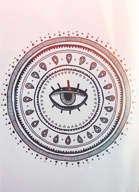 black draw Illustrator sketch Mandala eye paper handmade fineliner