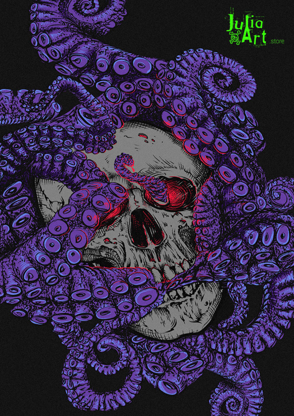 Tattoo Octopus. T-Shirt Design