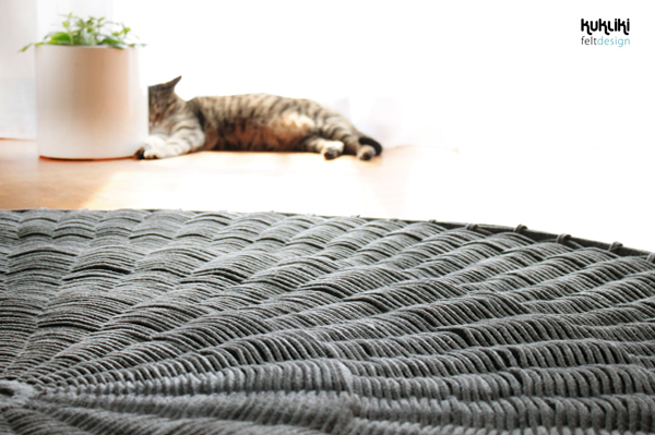 textile Rug carpet dywan design wnętrze Project handmade felt filc craft wicker Mucha katarzyna wiśniewska