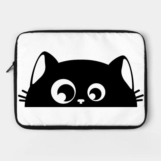 Black Cat Cat cat hiding Digital Art  Gift Ideas hide inktober kitty print Tshirt Design