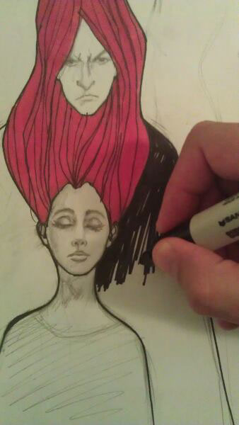paintaing Digital Art  drawıng charecters desıgn  black & red