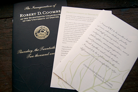 Invitation inauguration embossed foil stamped die cut print