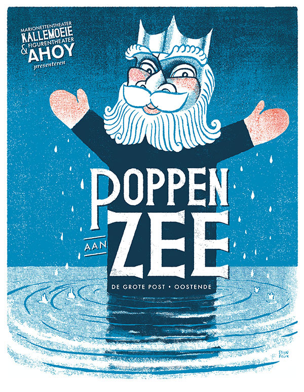 poster  affiche   sea  puppet theater poster  screenprint  Neptunus neptune stijn felix