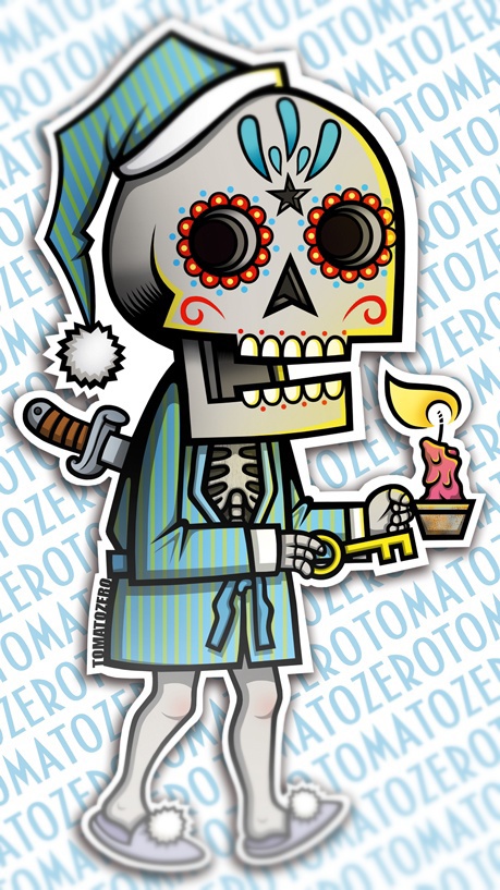 tomatozero tz sticker design midnight skeleton skull candle pj