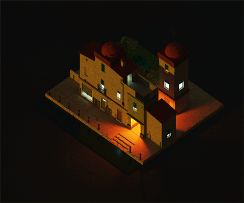 3D architecture countryside Digital Art  house Isometric Magicavoxel village voxel voxelart