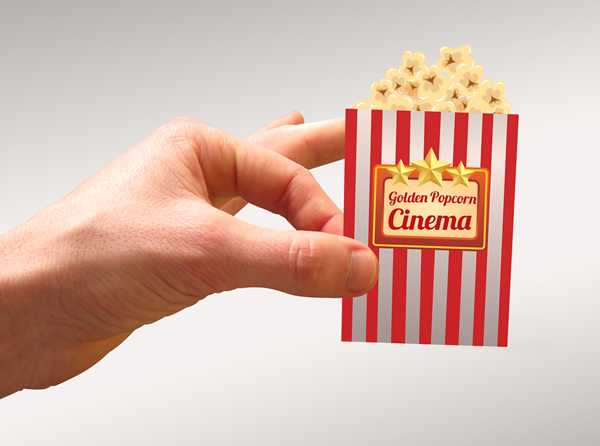 popcorn corn business card namecard corporate creative card card red stripe movie Theatre cinemas Cinema template die cut golden gold creative