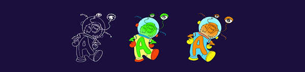 Monster illustrations for children. ABC
