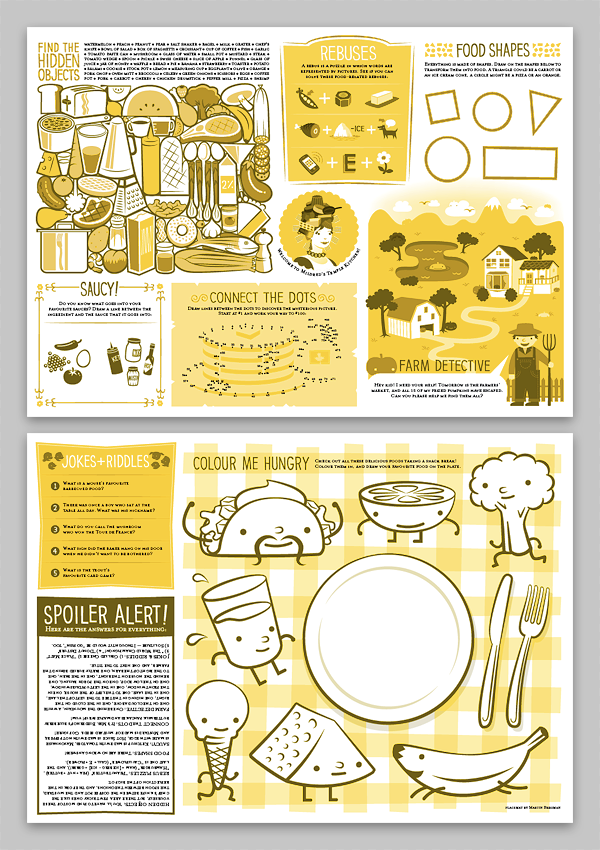 restaurant activity page placemat activities For Kids brunch rebus colouring book connect the dots hidden objects jokes riddles coloring coloring book. 