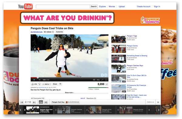 dunkin' donuts penguin iced coffee video social Yoga skiiing Storyboards social media