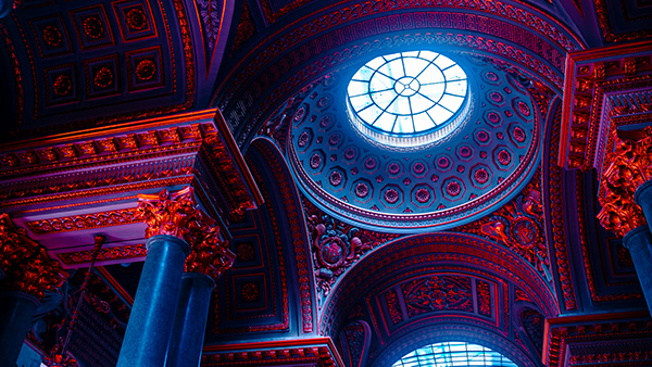 Versailles Dressed In Red and Blue
