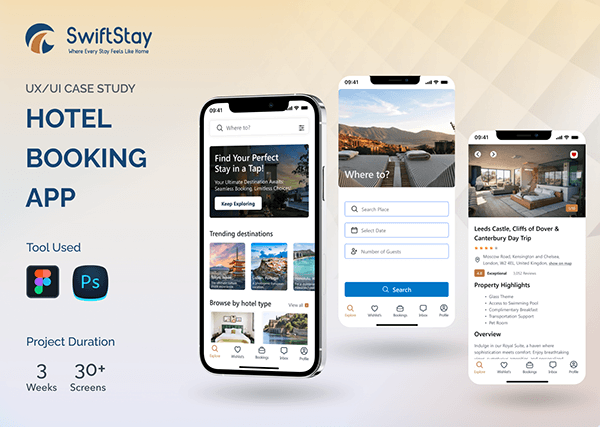 Case Study, Case study of Hotel Booking app, UI/UX