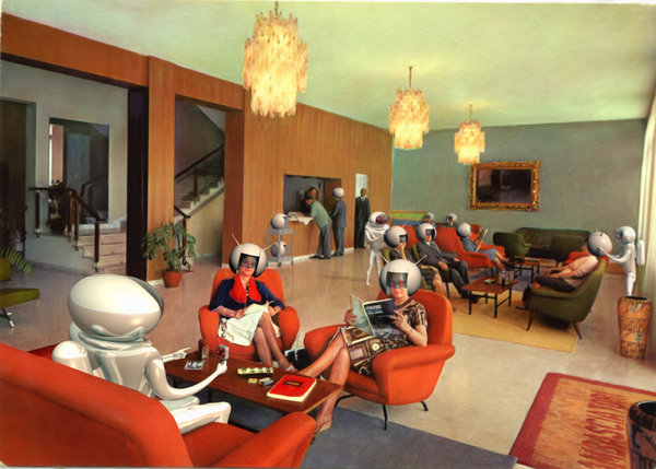 postcard future Retro pop sci-fi vintage alien art funny futuristic