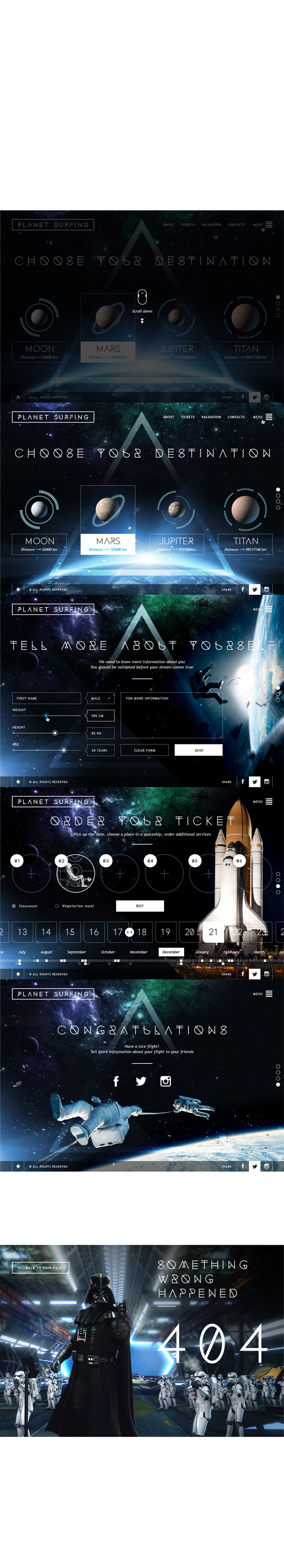 planet surfing Web Website Webdesign promo site Space  spaceship Travel spacetravel