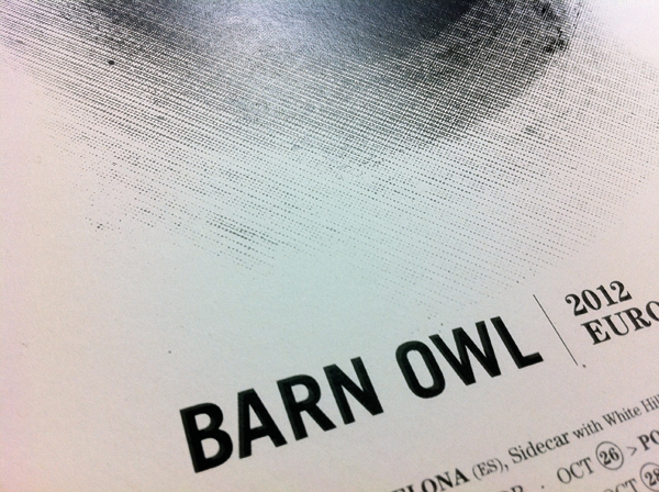 barn owl  gig poster  Europe  tour  silkscreen drone Ambient  doom experimental san francisco caminiti porras