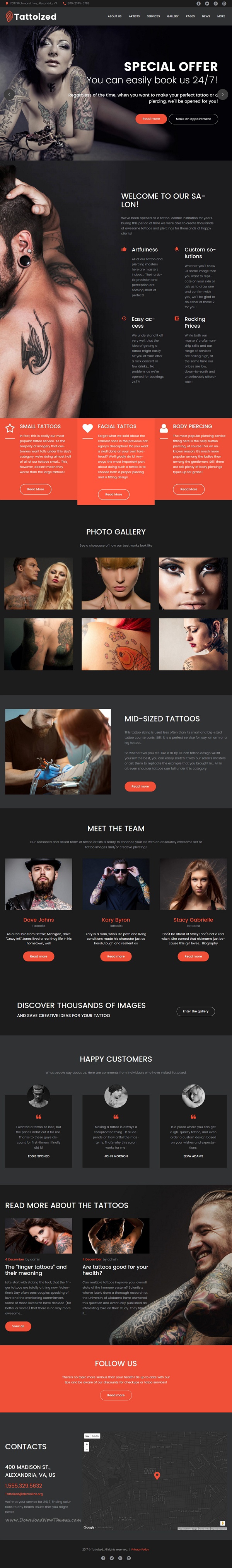 wordpress body art piercing tattoo salons Website Webdesign Theme template artists