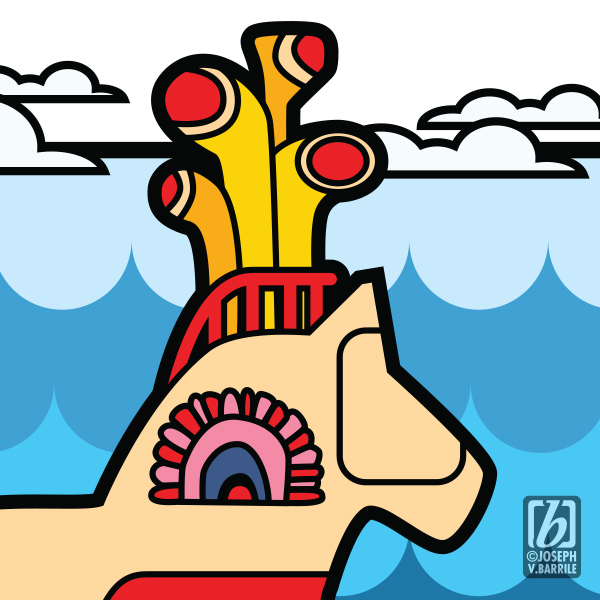 submarine commission cartoon graphic art Icon ILLUSTRATION  Joseph Barrile Retro t-shirt vector