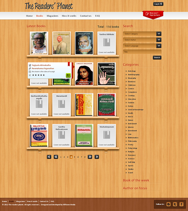 book shelf library management UI Web
