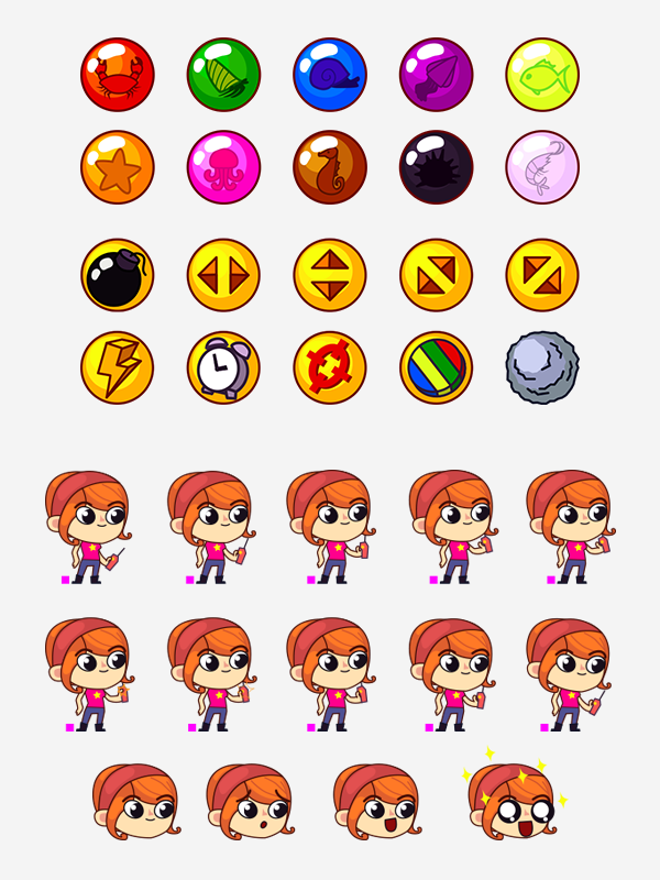 Game Assets Character colorful bubbles Shooter marbles