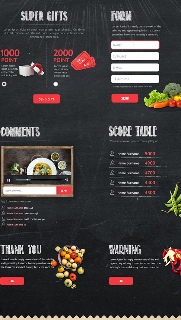 Food  kitchen Web facebook Theme free psd service red vegetable