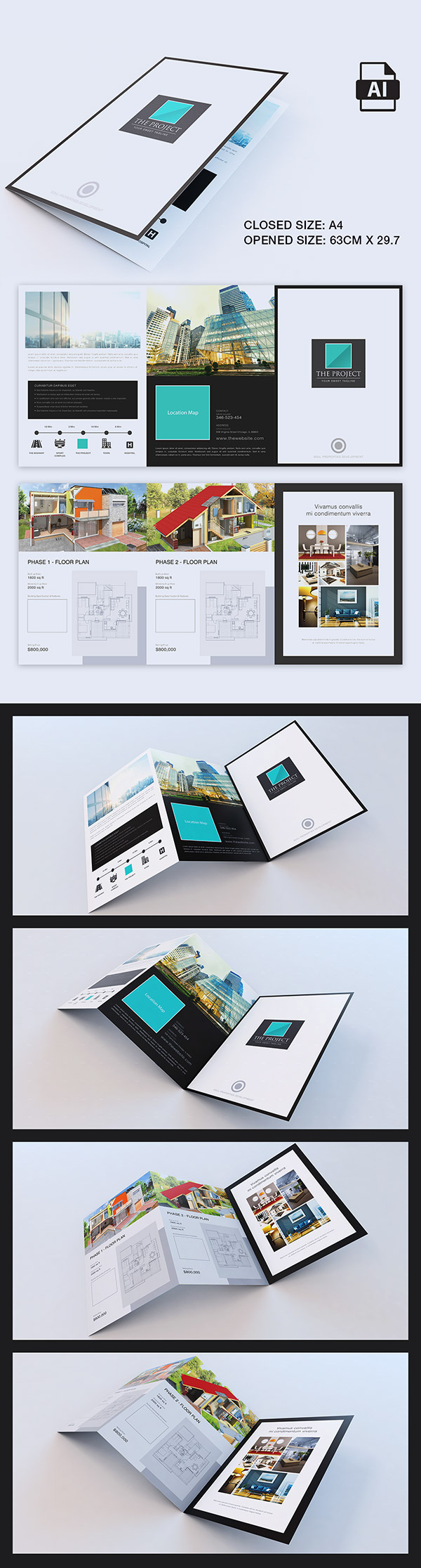 flyer brochure template real estate corporate company simple modern Nature Promotion elegant green property Layout