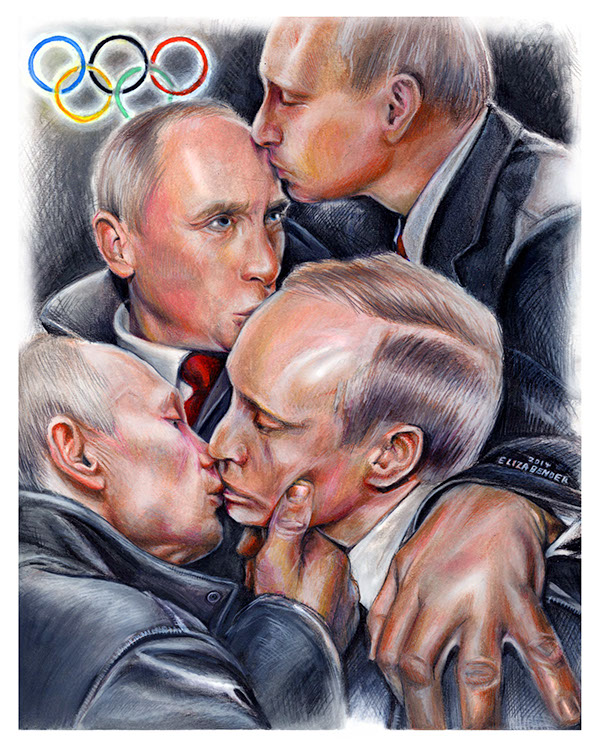 ...Russia president Olympics russian kissing kiss elizabenderillustration e...