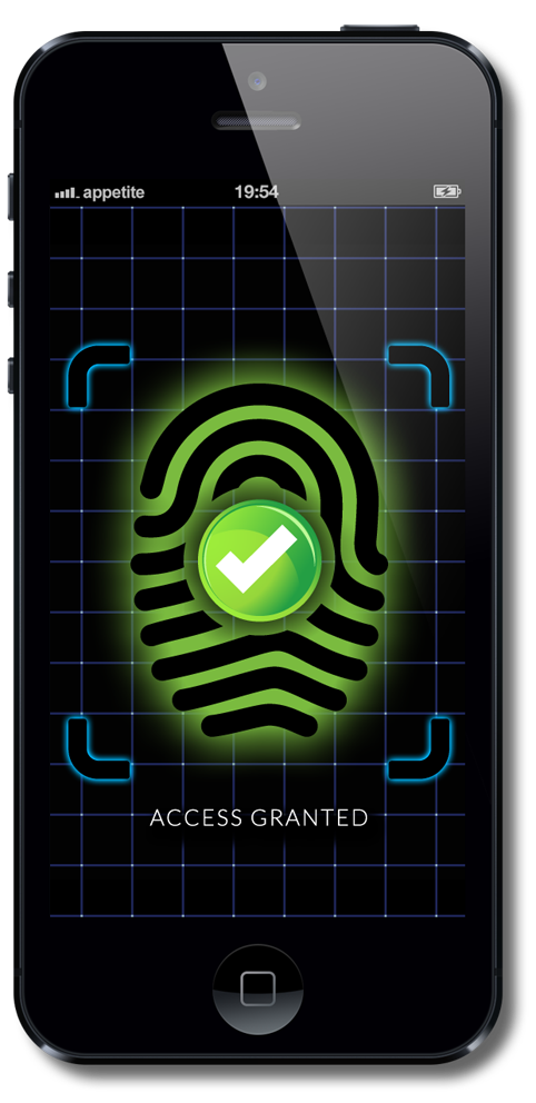 security fingerprint access app iphone mobile interaction phone touch GUI