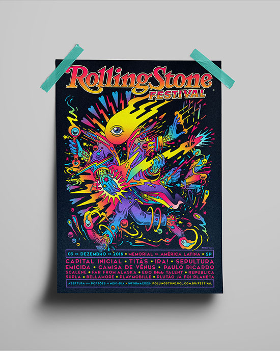 art graphic poster music Pop Art rolling stone festival pop branding  rock