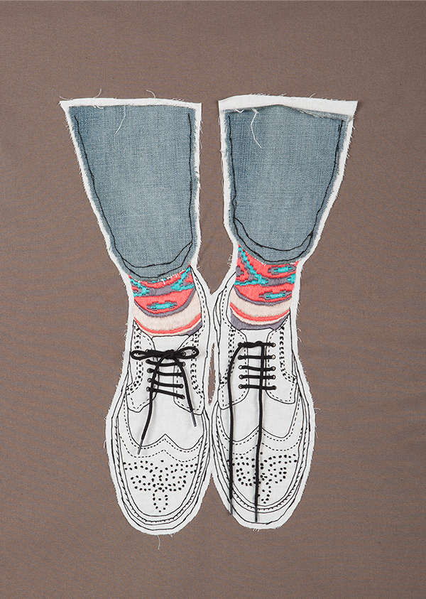 Embroidery hand embroidered Illustration illustrations embroidered illustration textile stitching shoes