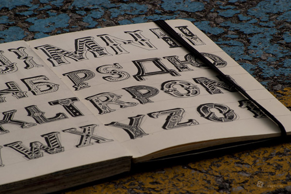 sketchbook letters font typographic