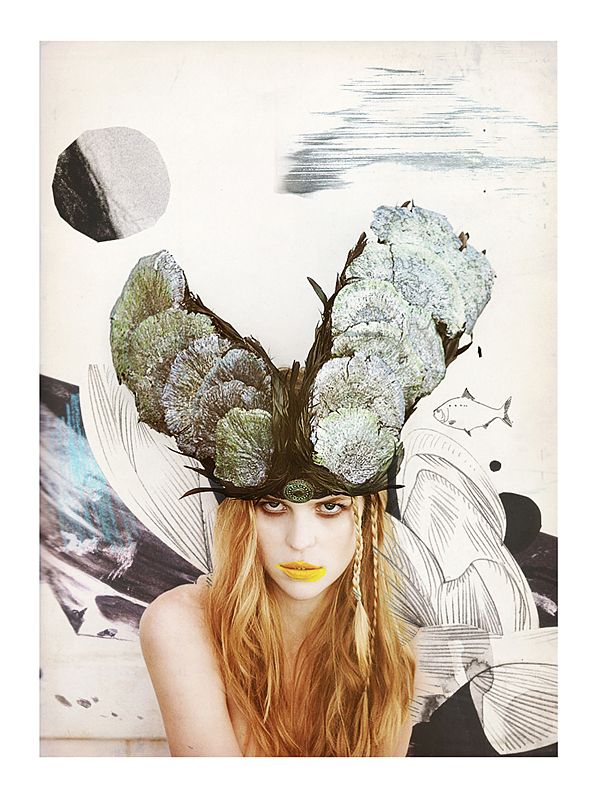 collage beauty models Prince Lauder mixed media