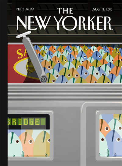 new yorker subway Magazine Cover sardines fish new york city nyc