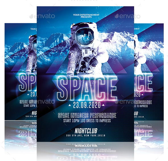 Space  futuristic astronaut template psd flyer club Event festival electro galaxy minimalist wild winter Hipster