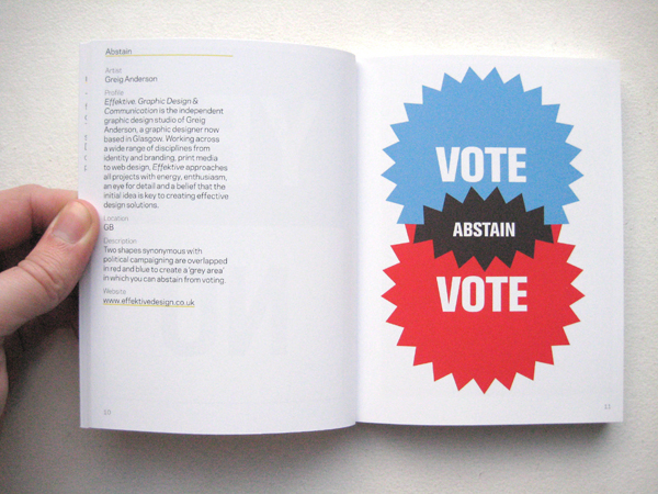 Create democracy Abstain definition submission Exhibition  vote poster graphic Effektive studio glasgow UK Greig anderson
