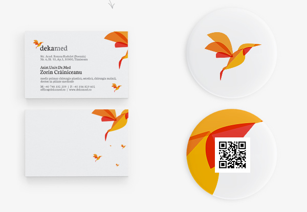 dekamed  alex stanciu  design hummingbirg bird  medical sugery plastic surgery  Medical Center  logo identity orange Webdesign