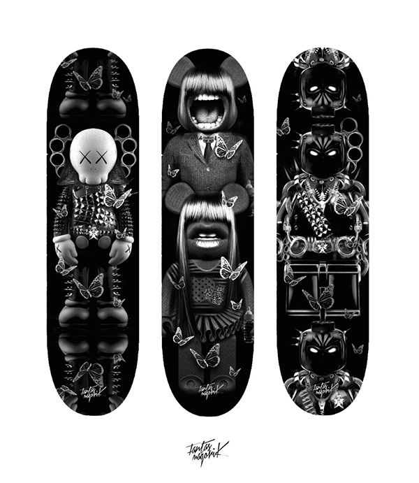 fantasmagorik skateboard dark black toys woman man mickey donald STEAMPUNK super heros geek fantastique