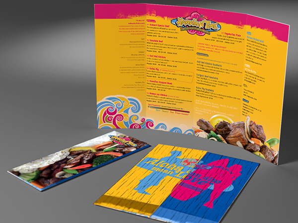 brochure brochures gift card restaurant menu menus colorful polynesian