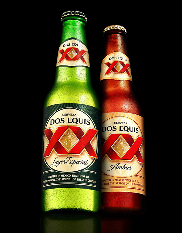 Dos Equis XX beer alcohol heineken lager ambar bottle brand can identity de...