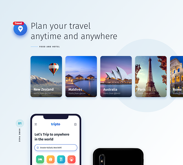 Tripto Travel – Hotel and Food Mobile app – UI / UX