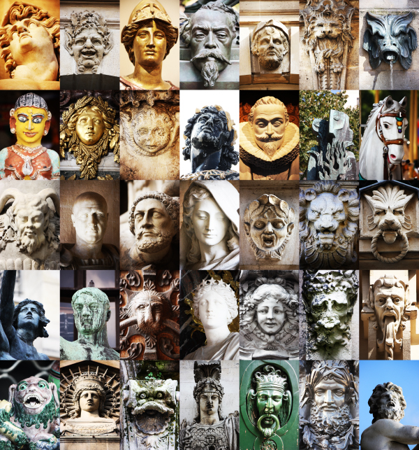 faces Paris visage photo head eyes sculpture mosaic
