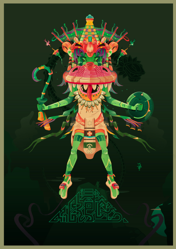 quetzalcoatl print design impresion poster diseño mexico latinoamerica america ilustracion vibrant