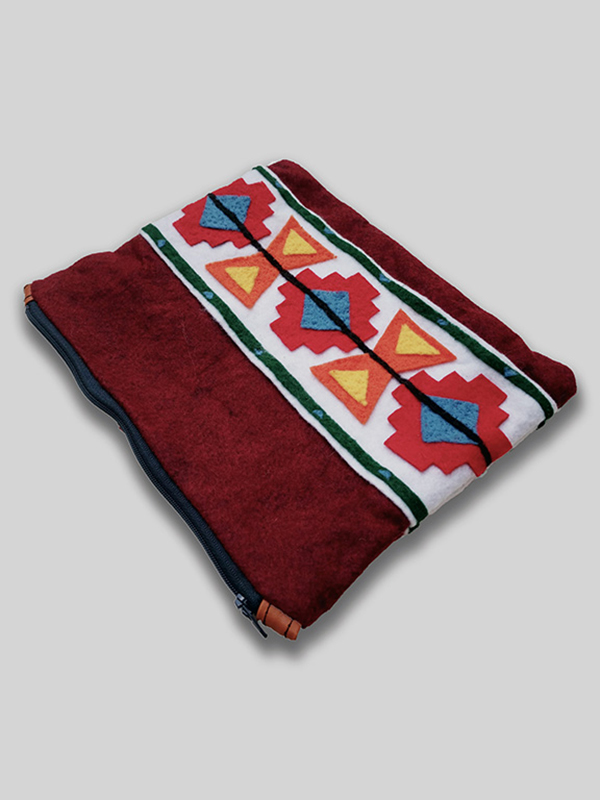 zip pouch handbag textile fibers navajo felting