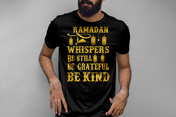 Ramadan typography on custom t-shirts