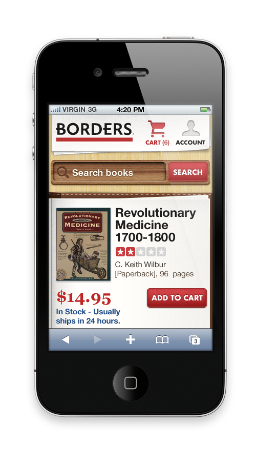 Bookstore iphone  mobile  mobile web online store  shop books borders