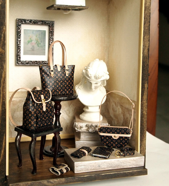 Dollhouse Miniatures (L11) LV Designer Handbags 1/12 handmade Bag