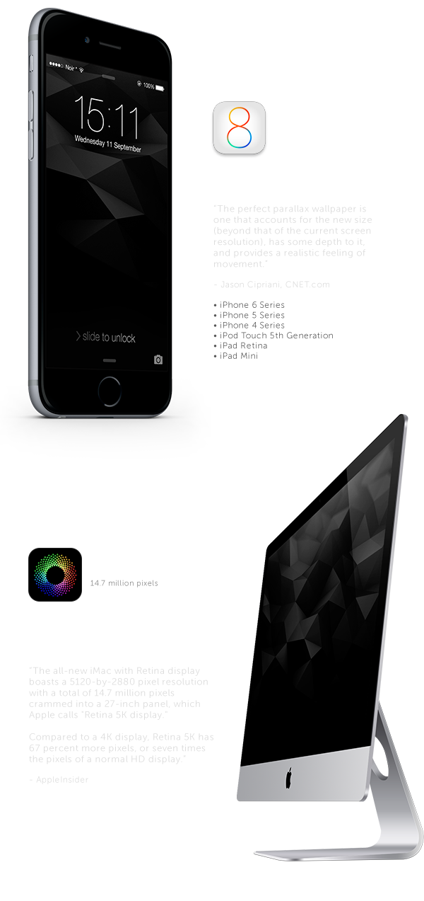 wallpaper  download free black noir 3D digital art noxiousone.com iOS 7 parallax dark minimal minimalistic