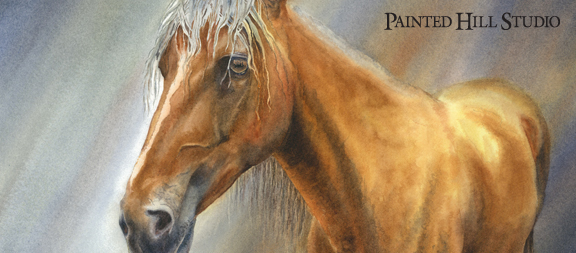 watercolor  painting  horse portrait floral