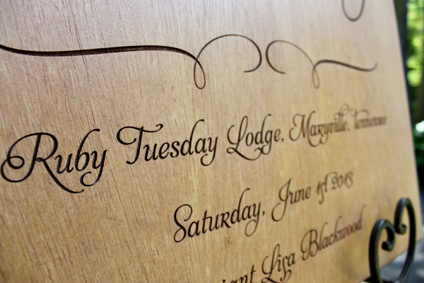 engraved wood wedding signs Signage