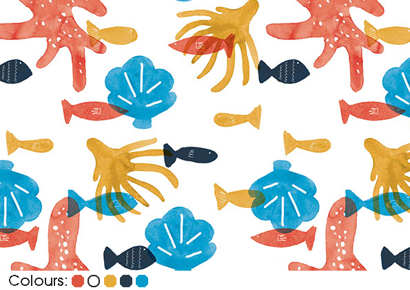 surface pattern design Repeat Pattern coral coral reef seamless pattern ink print pattern textile Frabric Freelance London Illustrator surface pattern designer